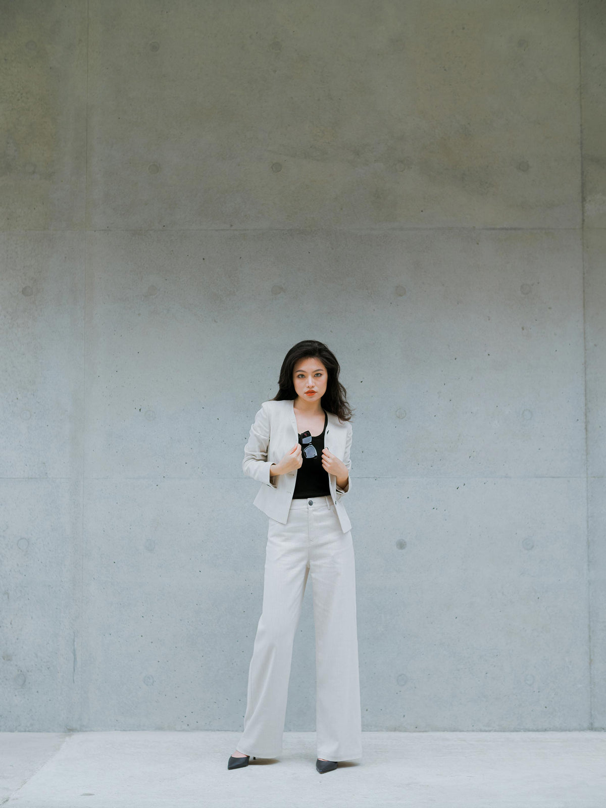 COLLARLESS BUTTONED SUIT JACKET - TEST