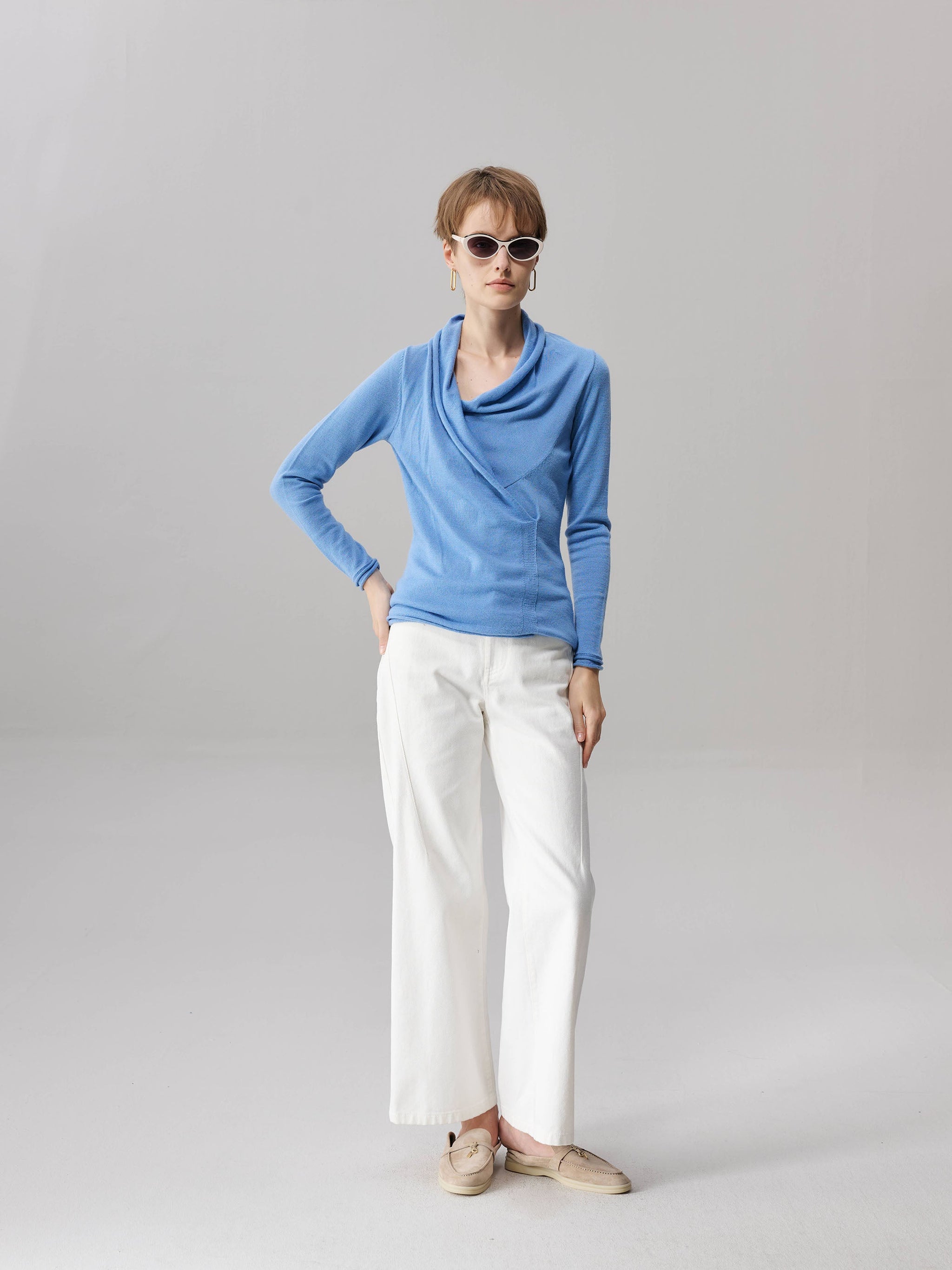 Lisa Drape Neck Wool Knit - IDA+S