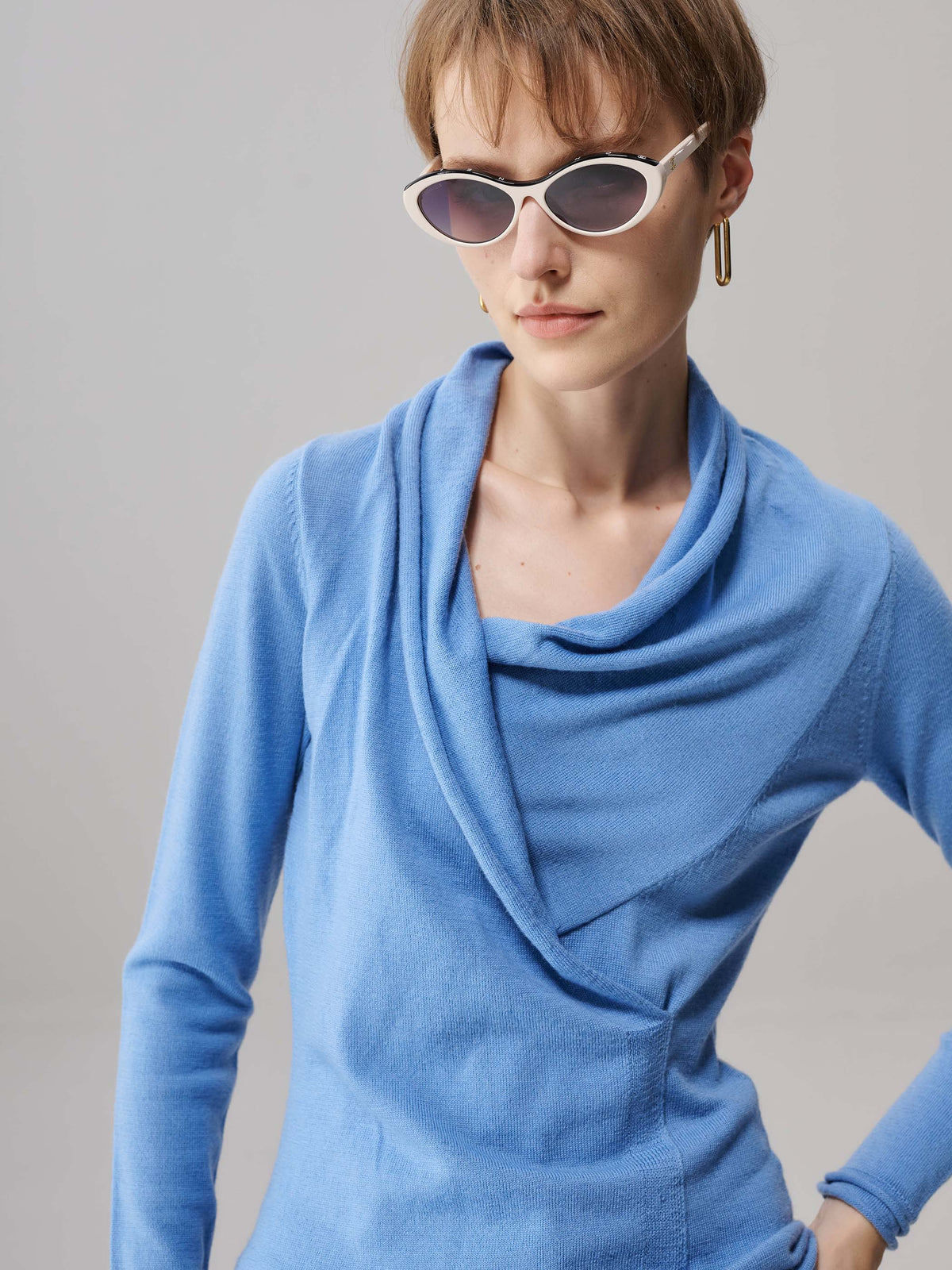 Lisa Drape Neck Wool Knit