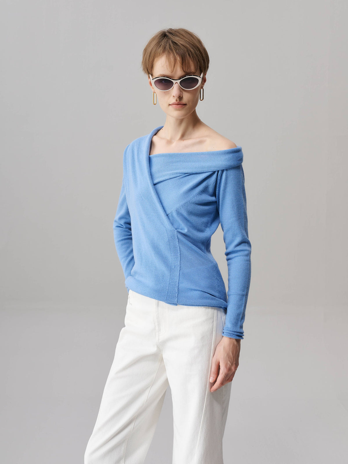 Lisa Drape Neck Wool Knit - IDA+S